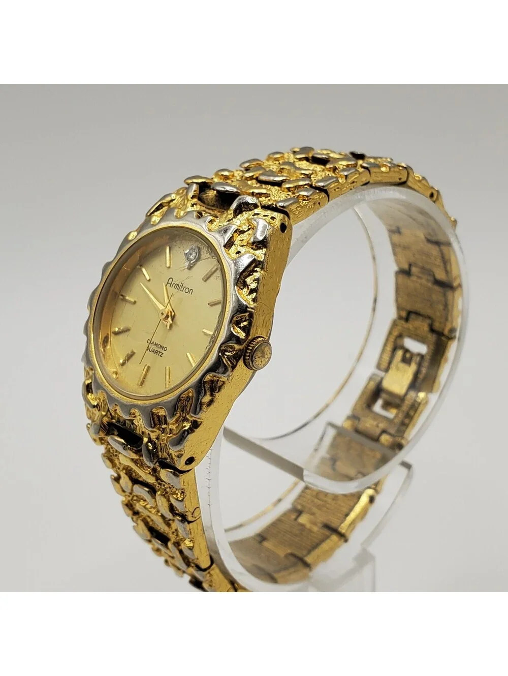 Armitron Gold Nugget Style Watch Women 24mm New Battery